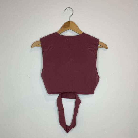 TEN by Babaton - Sleeveless, Waistband detail, Maroon/Burgundy Top, Size M - Picture 2 of 7